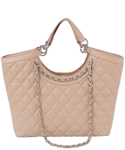 Quilted Chain Satchel LHU500-Z STONE